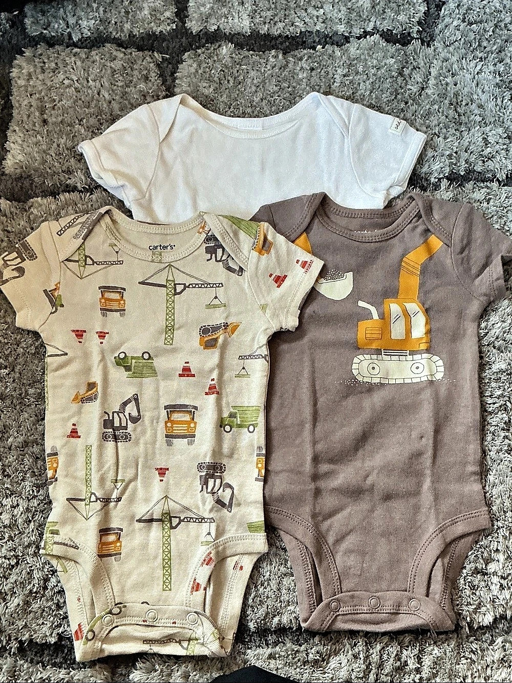 carter's Construction Truck Bodysuit Set White & Brown Size 3M